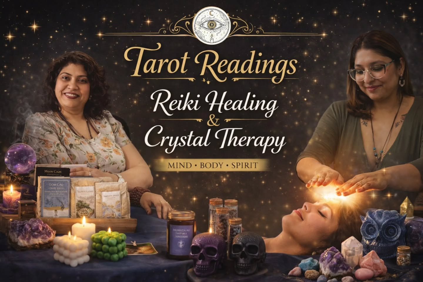 At Shunya AU, healing is not a moment, it is a ritual.

Through intuitive Tarot Readings, Reiki Energy Healing, and Crystal Therapy, we hold space for clarity, balance, and deep energetic realignment.

Our work is supported by our handcrafted ritual 