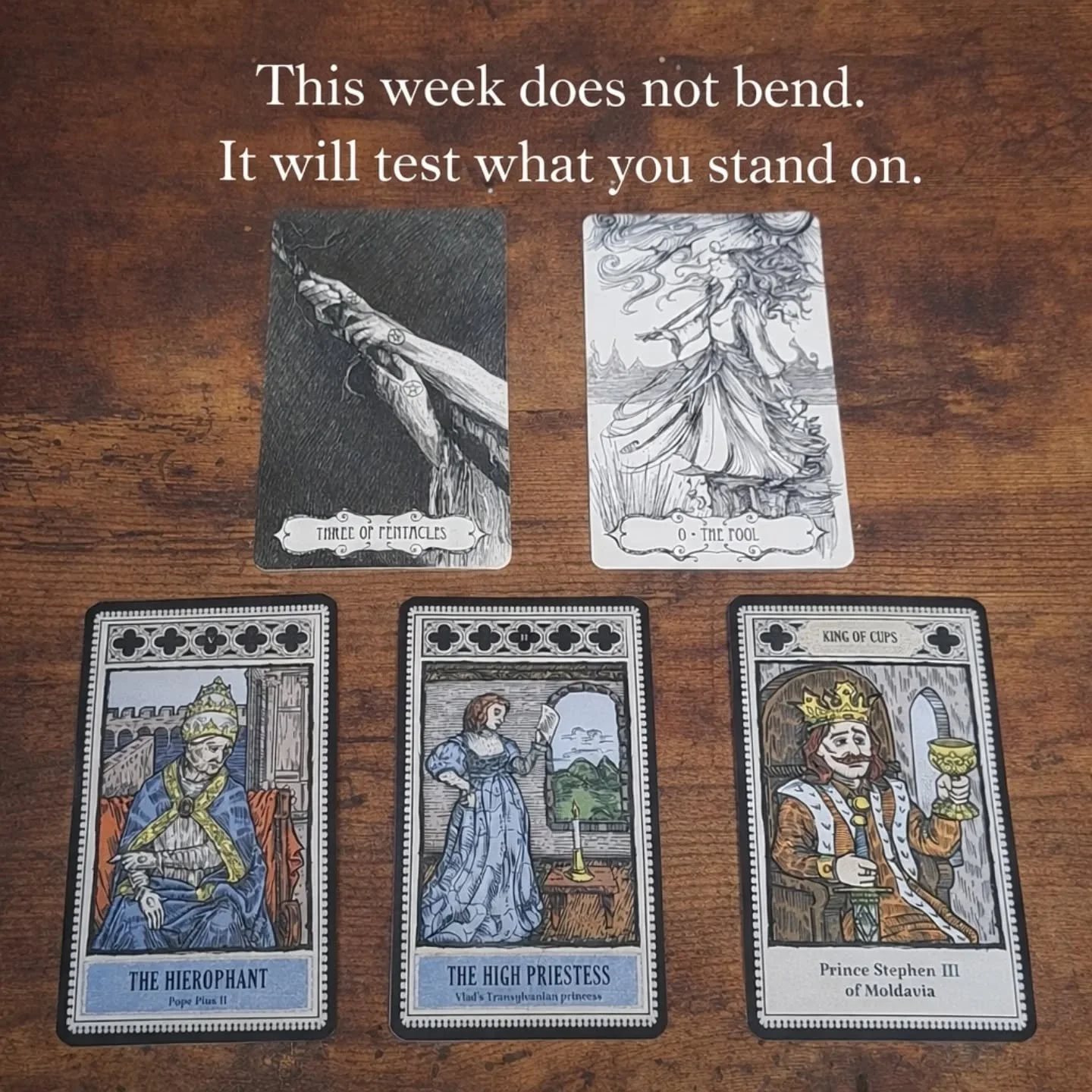 Weekly Energy ReadingThis reading did not come through easily.

I was not drawn to this deck, and even while pulling the cards, there was a weight sitting there. Not overwhelming, but enough to know that this is not a light energy to move through.
An