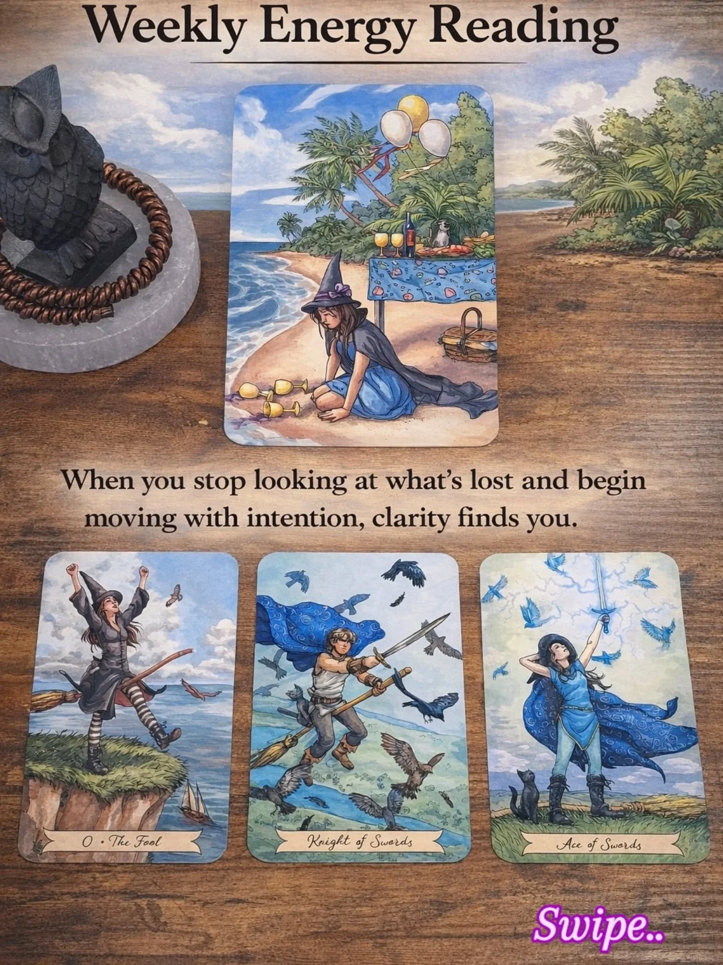 ✨️Weekly Energy Reading
Closure does not always come first. Sometimes you have to move, and clarity follows. And with clarity, closure arrives.

This week is not about what you lost. It is about where you are still looking.

The Five of Cups shows a 