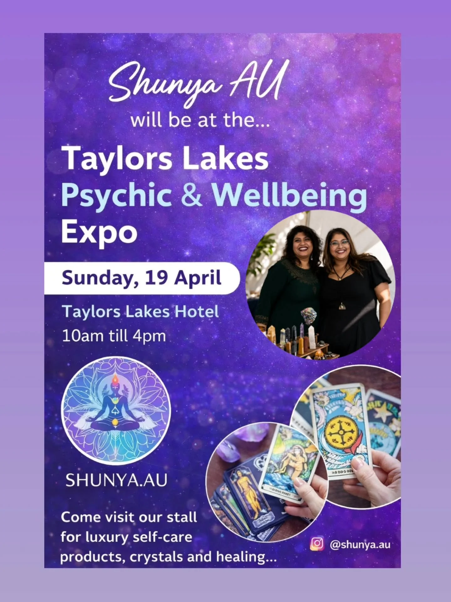 ✨ We&rsquo;re so excited to share that Shunya AU will be at the Taylors Lakes Psychic &amp; Wellbeing Expo this Sunday, 19 April at Taylors Lakes Hotel, 10am&ndash;4pm.

Come visit our stall for soulful finds, beautiful crystals, self-care offerings,