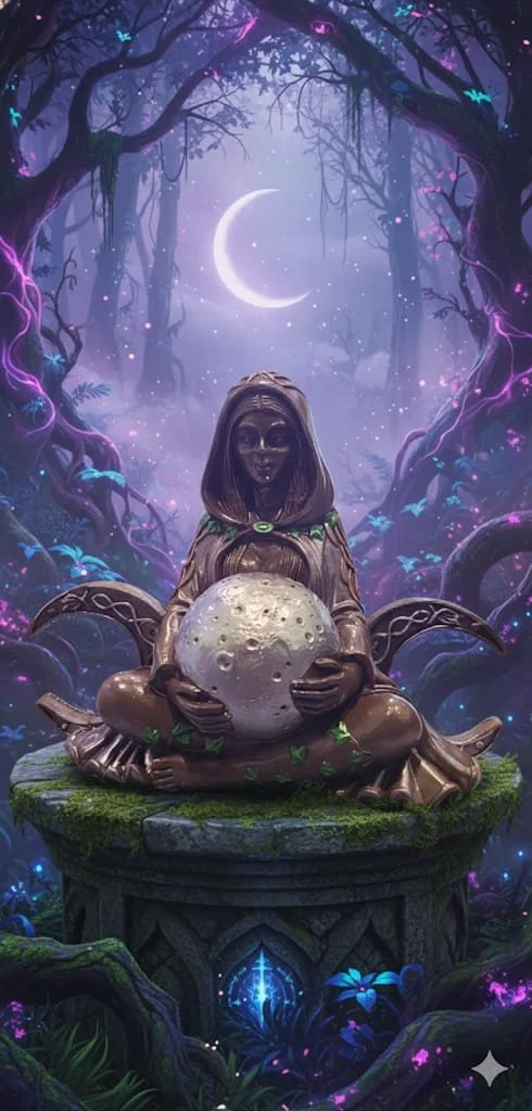 Mystical Moon Goddess Resin Sculpture
