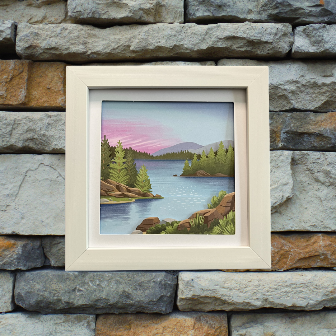 Layered Landscapes Decor – White Framed 7⅛" Shadowbox (Meadow Brook)