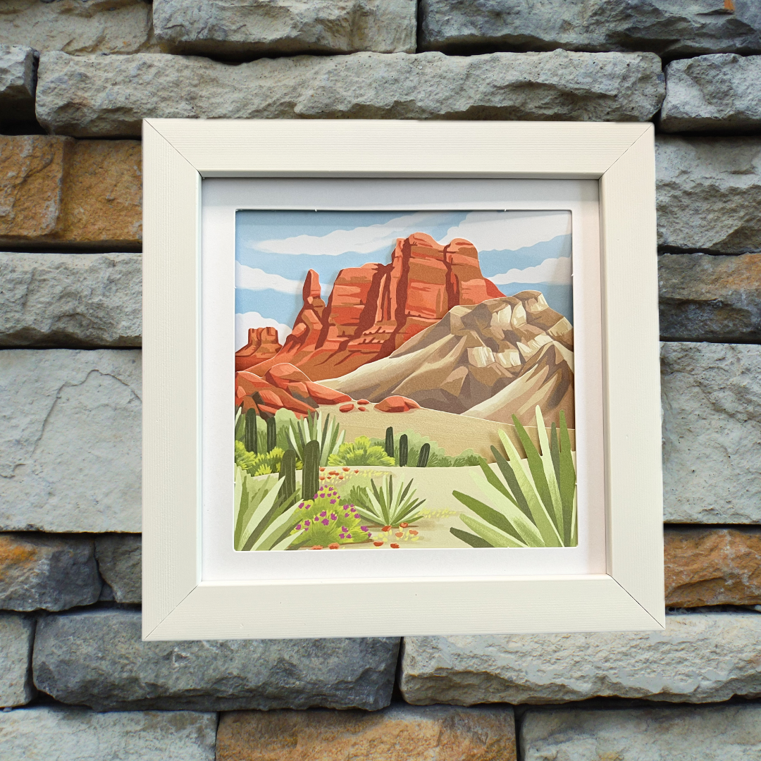 Layered Landscapes Decor – White Framed 7⅛" Shadowbox (Autumn Glow)