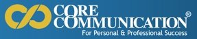 Logo of Core Communication with blue and yellow design and the company's name.