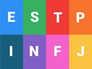 Colorful grid with letters, spelling E S T P I N F J