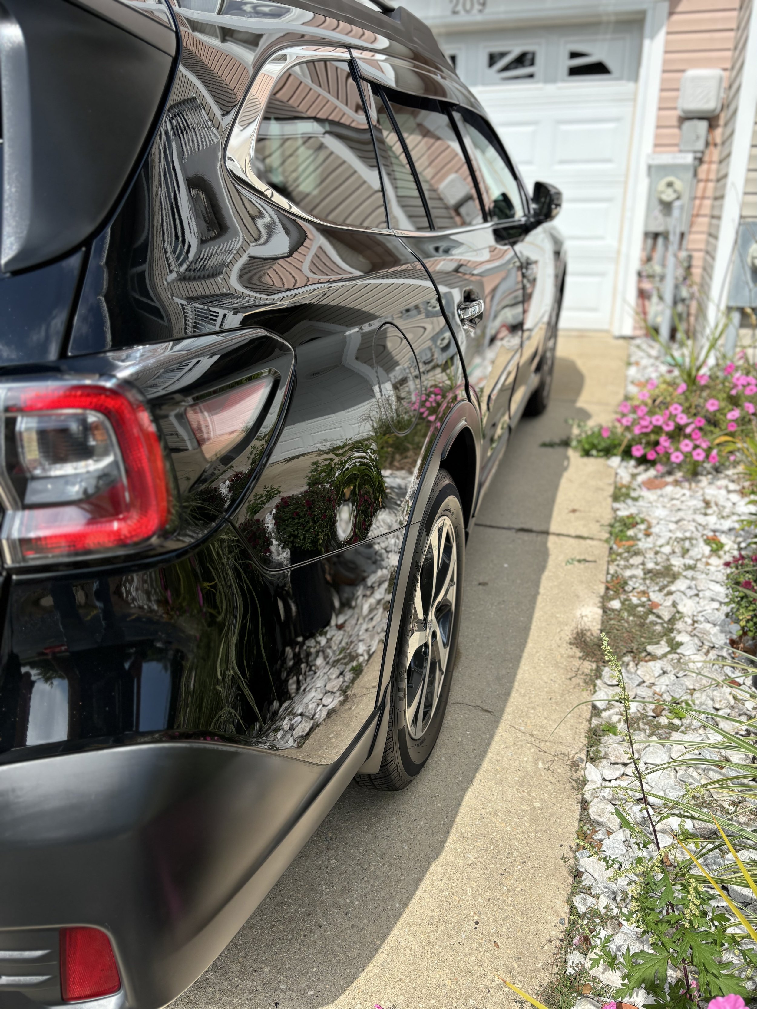 This Subaru Outback received a paint enhancement.