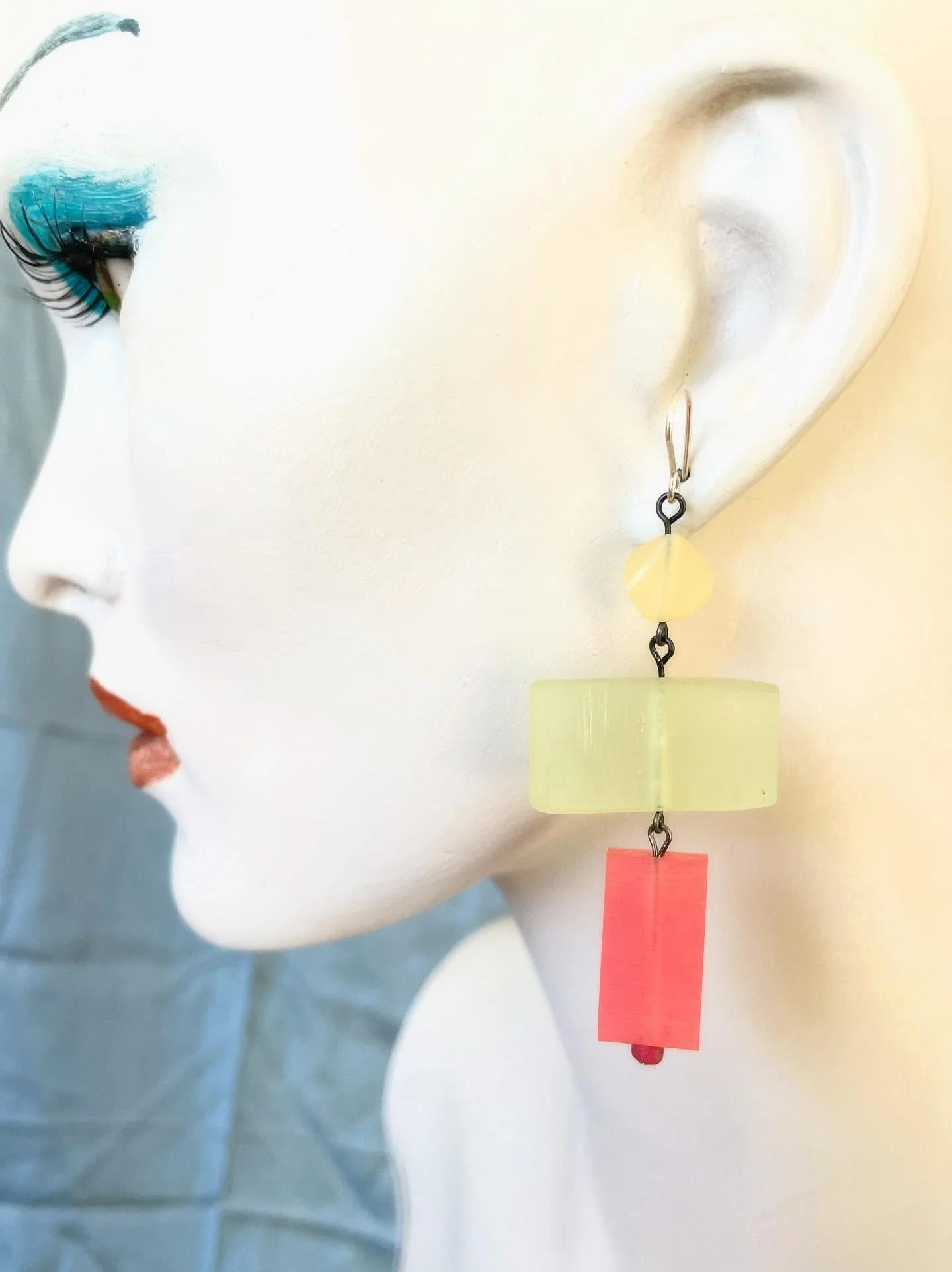 My new Spring/Summer range made from quality resin pieces I&rsquo;ve had in my studio for over 20 years!

Inspired by the Caribbean part of my childhood I&rsquo;ve called it &lsquo;Sol  y Mar&rsquo;.

Handmade sterling silver hooks.
Czech glass seed 