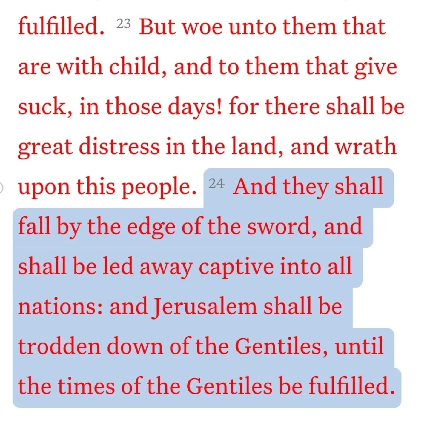 Luke 21:24 
And they shall fall by the edge of the sword, and shall be led away captive into all nations: and Jerusalem shall be trodden down of the Gentiles, until the times of the Gentiles be fulfilled. 

#benotdeceived #prophecy #endtimes #gospelo