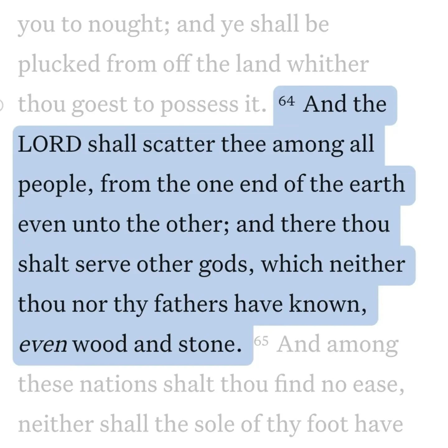 Deu 28:64 
&quot;And the LORD shall scatter thee among all people, from the one end of the earth even unto the other; and there thou shalt serve other gods, which neither thou nor thy fathers have known, even wood and stone. 

#Yahuah #yah #israel #s