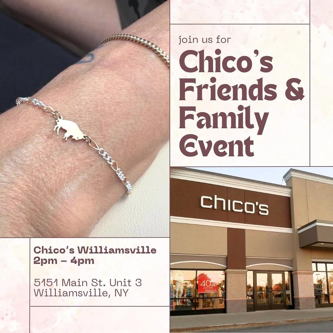 🚨 THIS FRIDAY!! 🚨

Come see us at Chico&rsquo;s in Williamsville for their Friends &amp; Family event! 

Customize your own permanent jewelry while shopping their sale 💫