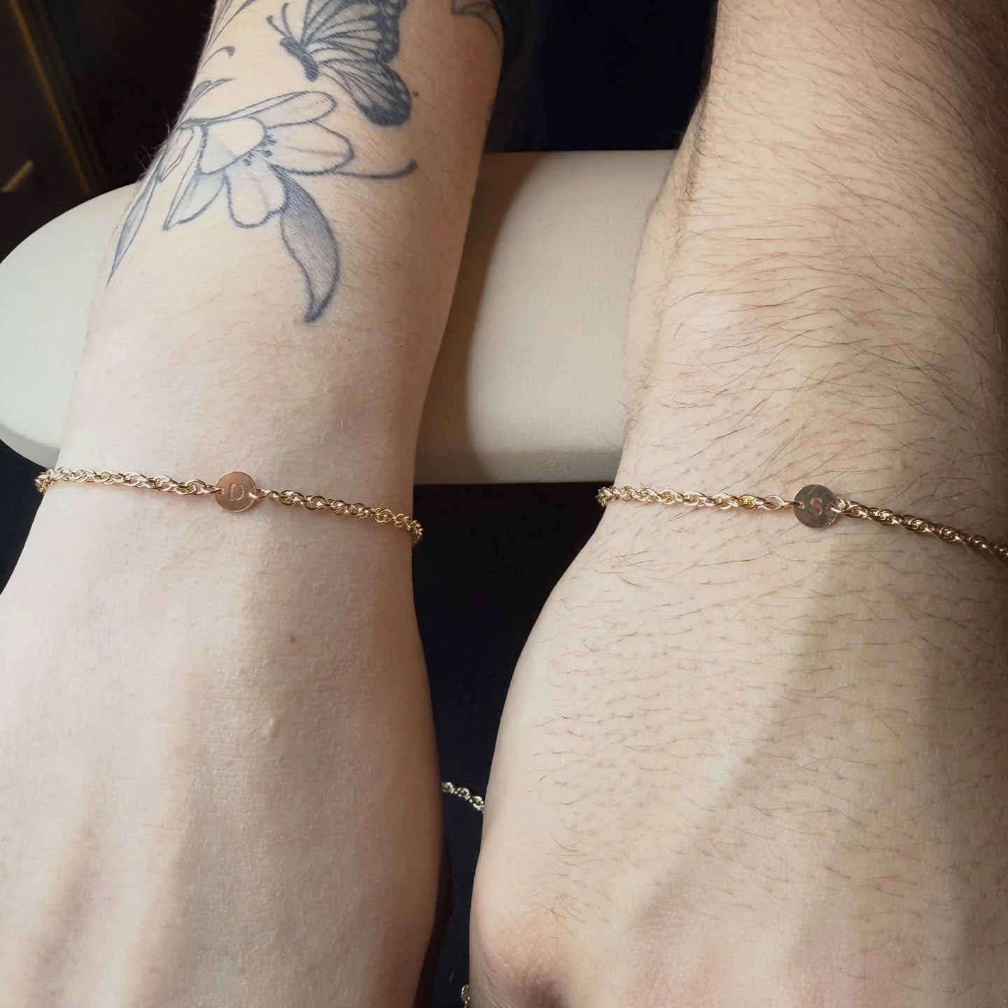 Matching his &amp; hers bracelets for Valentine&rsquo;s Day ❤️