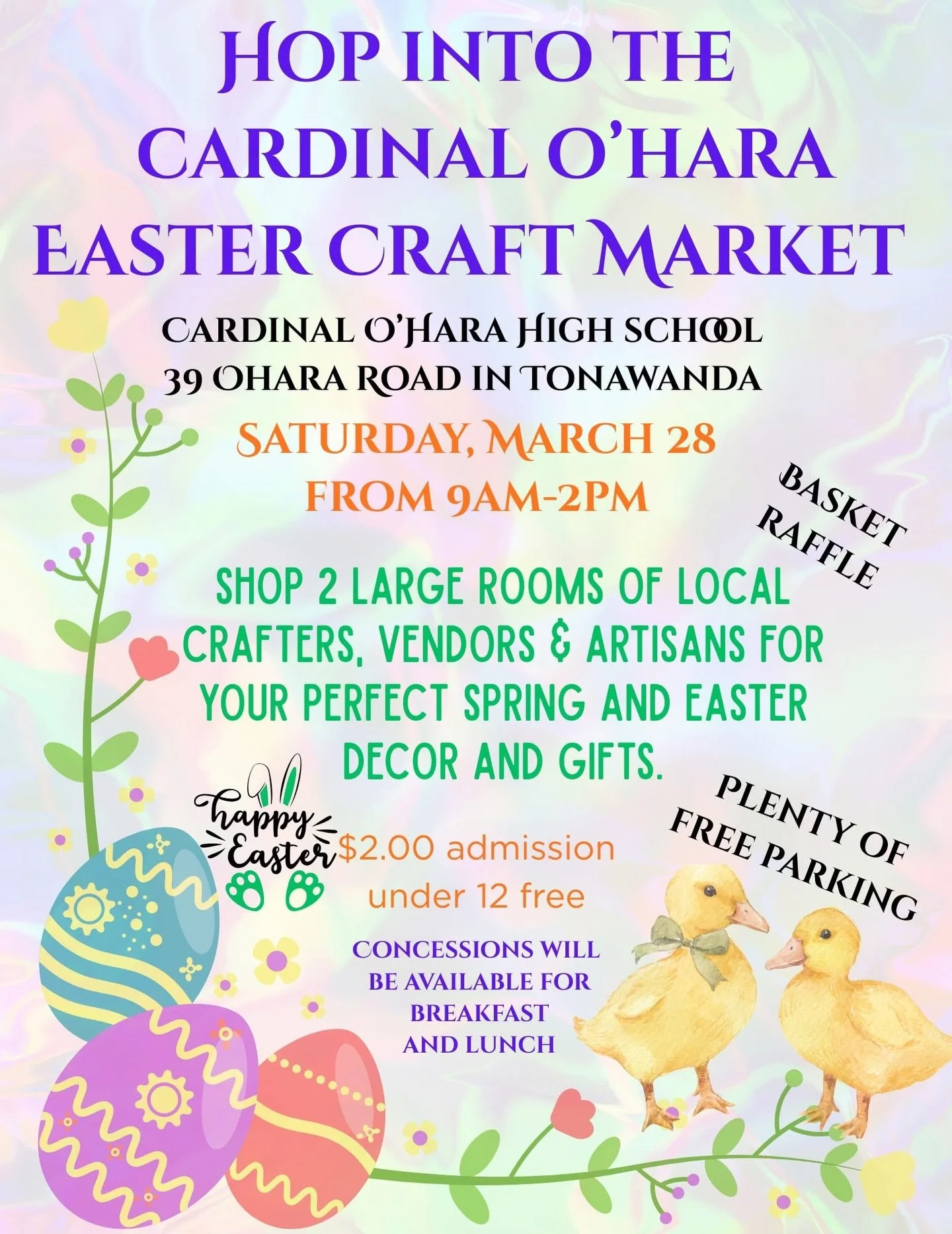 Join us on Sat. 3/28/26 for Cardinal O&rsquo;Hara High School&rsquo;s Easter Craft Market! 🐣🐰💐

📅 Sat. 3/28/26, 9am - 2pm
📍 39 O&rsquo;Hara Road, Tonawanda, NY

See you there!