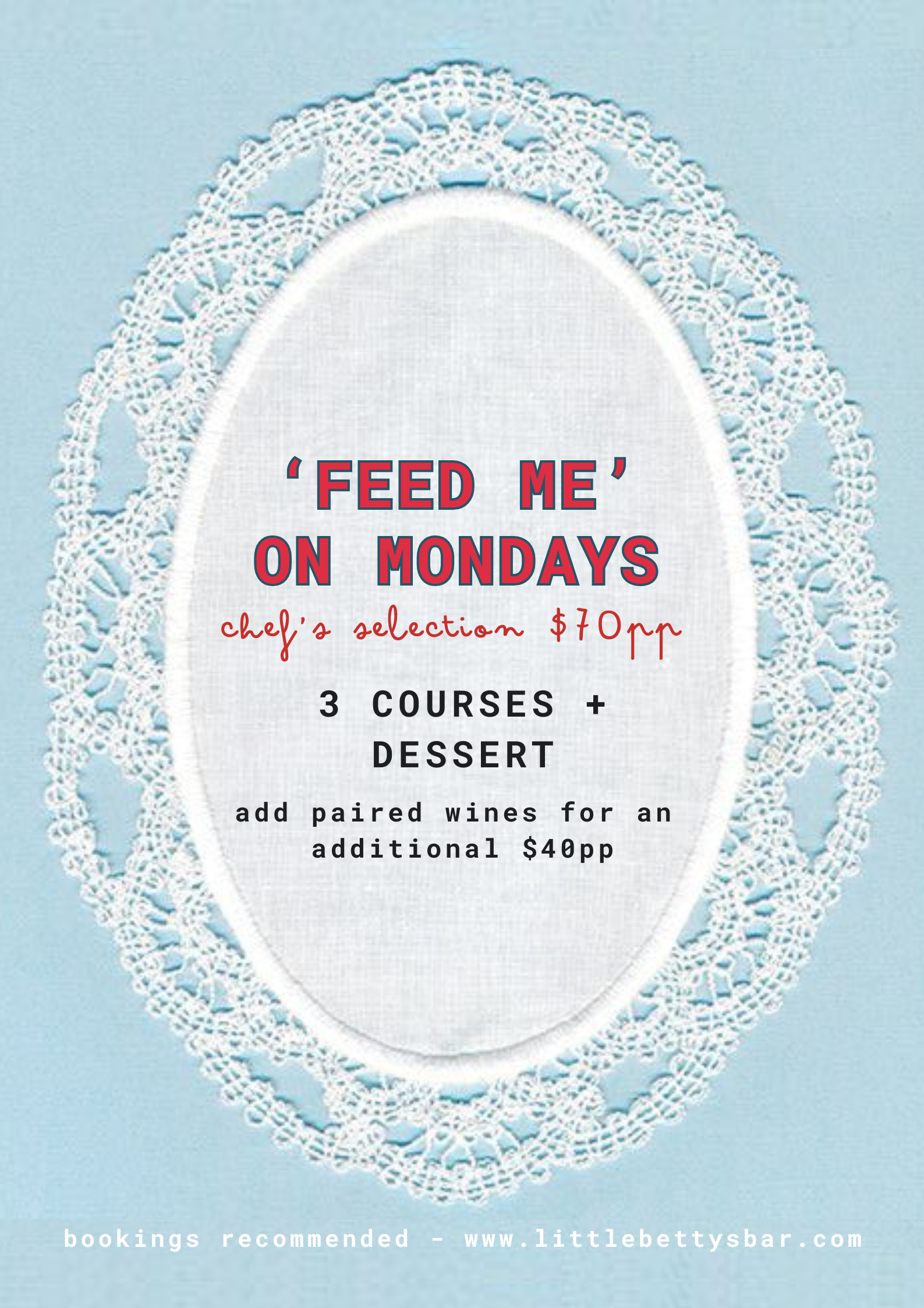 chef's selection feed me menu