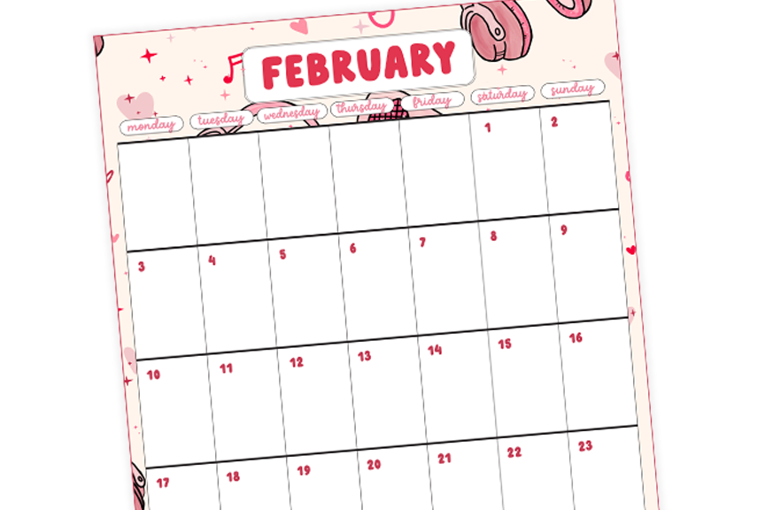 February Calendar - Printable