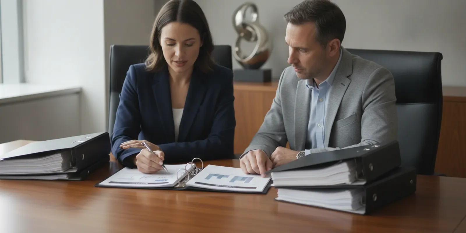 Attorney and physician consultant reviewing a life care plan and medical records