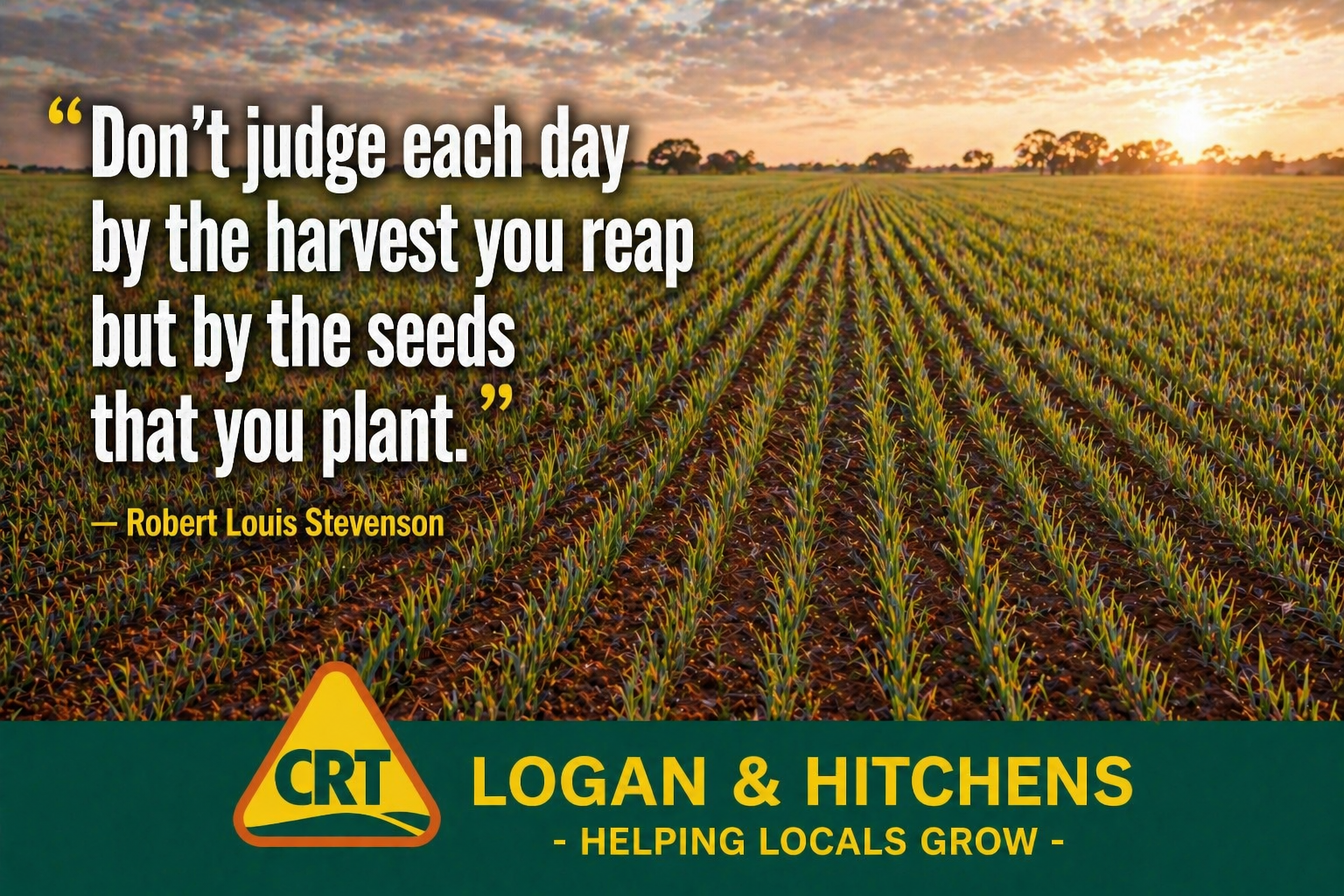 Don't judge each day by the harvest you reap but by the seeds that you plant - Robert Louis Stevenson