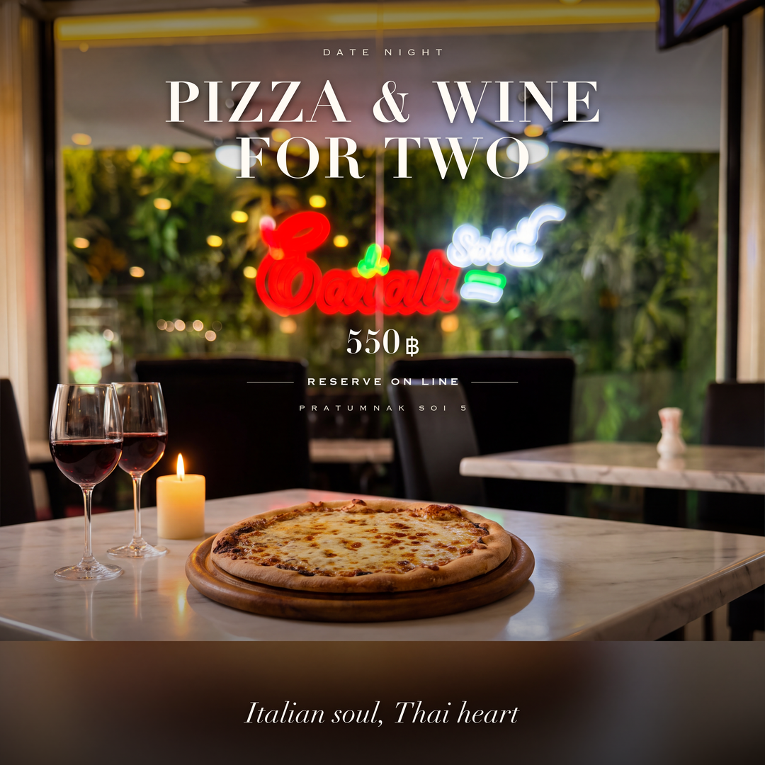 Date Night at Eatali: Pizza &amp; Wine for Two - ฿550 (Until Sep 30)