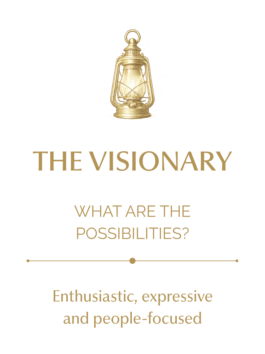The Visionary workplace personality style in The Four Coordinates, representing possibilities, ideas, engagement, and creative problem-solving at work.