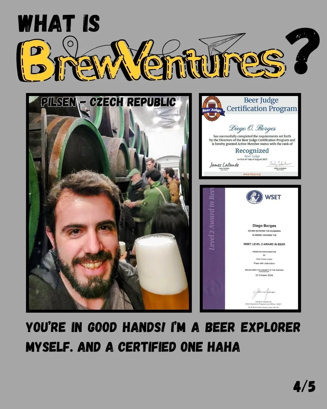 Diego Borges certifications reinforcing his committement to improving beer knowledge.