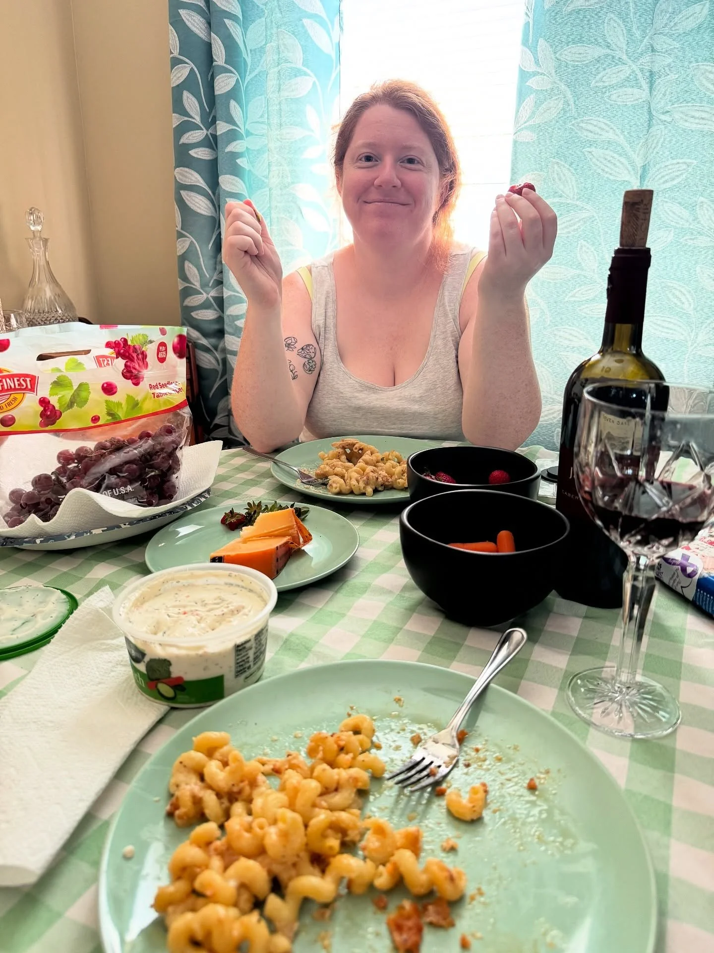 Sunday spread 🧀🍷🍇🍝🍓