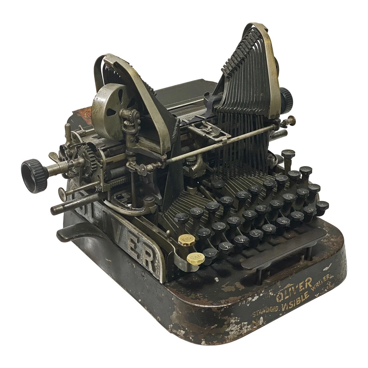 The earliest known Canadian No. 3, #1787, is complete with vertical ribbon spools, a paper table decal featuring a crane, and Canadian "blocky" type side panels.