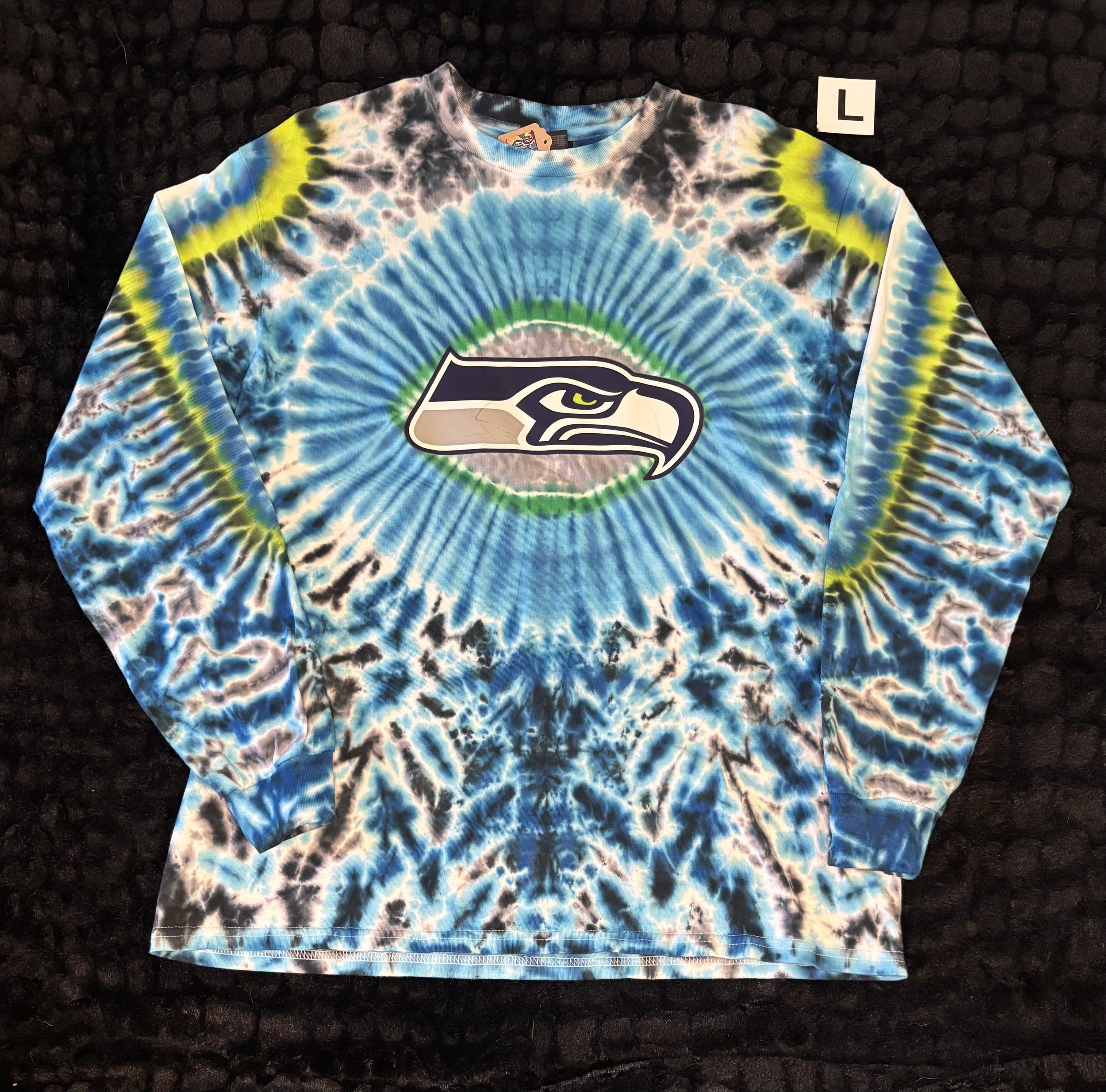 Seattle Seahawk Team Tie-Dye Long Sleeve Tee, Lg