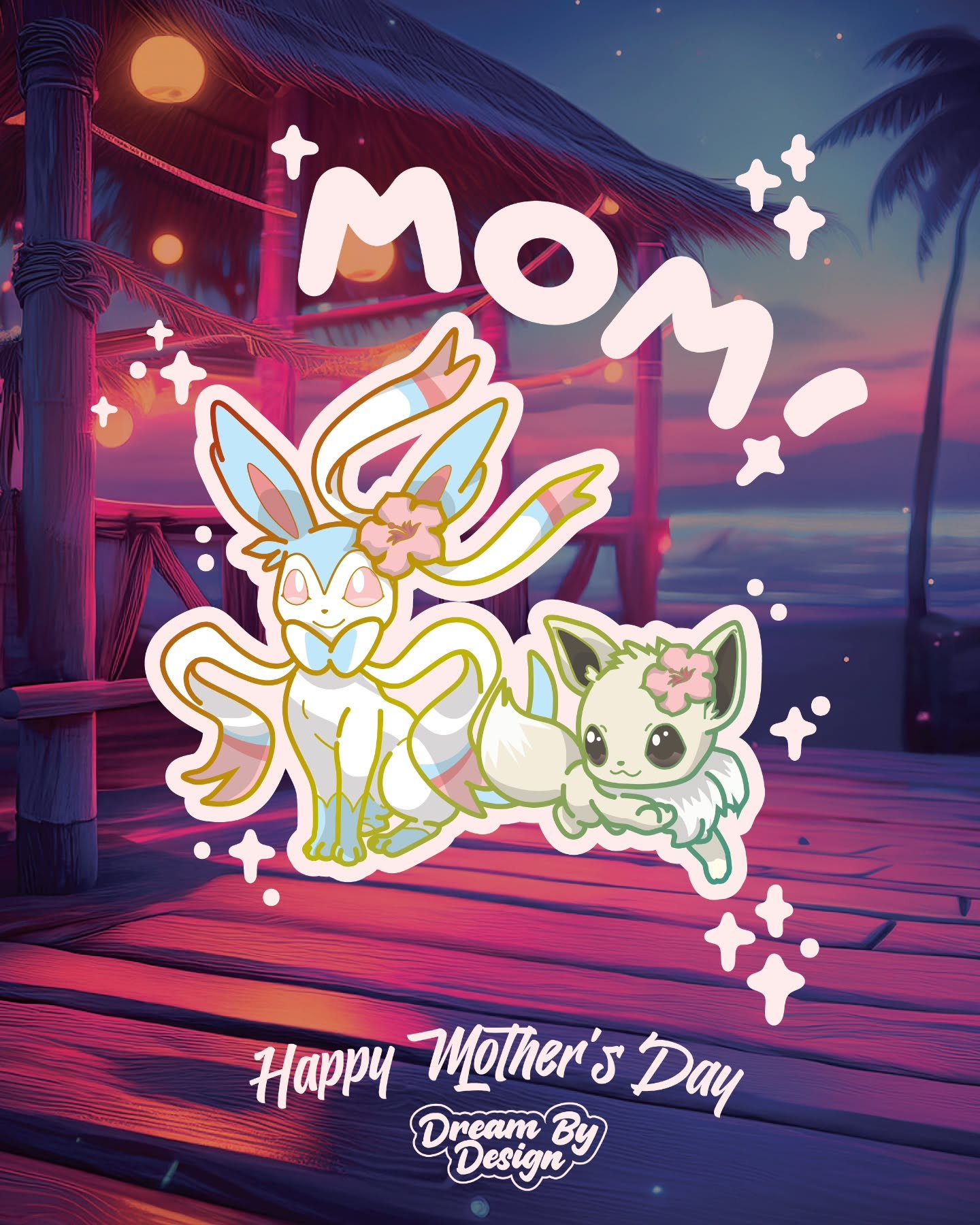 Happy Mother&rsquo;s Day to all the incredible moms out there! 💖🌸✨

Celebrate with extra sparkle this year &mdash; featuring Shiny Alolan Sylveon and Eevee 🌟🦊! These two cuties are here to spread love, joy, and a little magic to all the amazing m