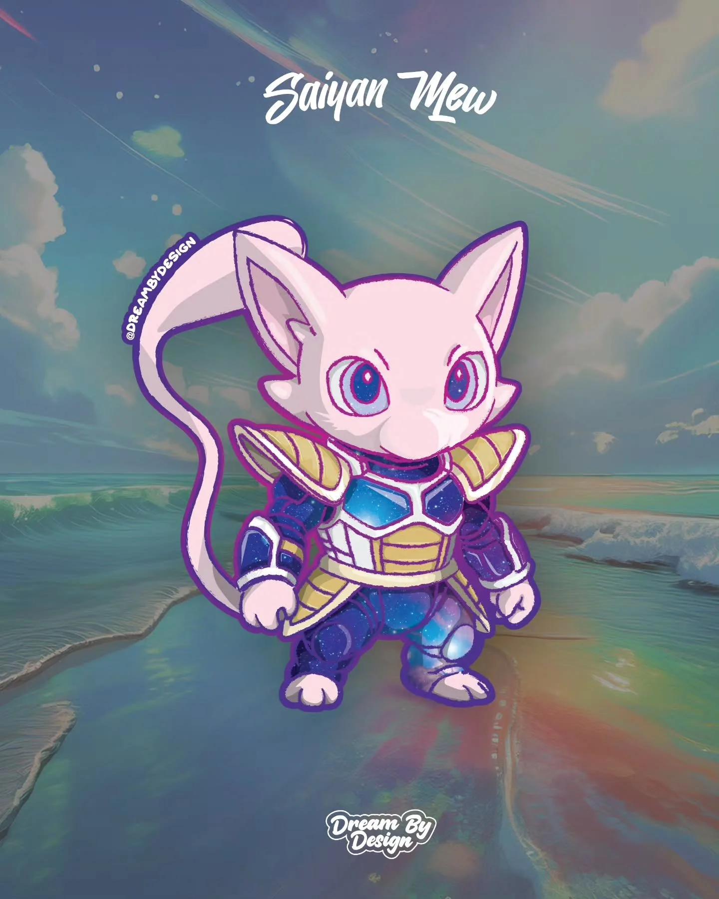 ⚡️🐉✨ Meet Saiyan Mew! ✨🐉⚡️
The ultimate crossover where Dragon Ball Z collides with Pok&eacute;mon 🐾💥.
This little legend's cuteness is over level 9000 in and ready to shake up your collection! 🌌🔥

⚠️ Stickers are on the way&mdash;so stay tuned