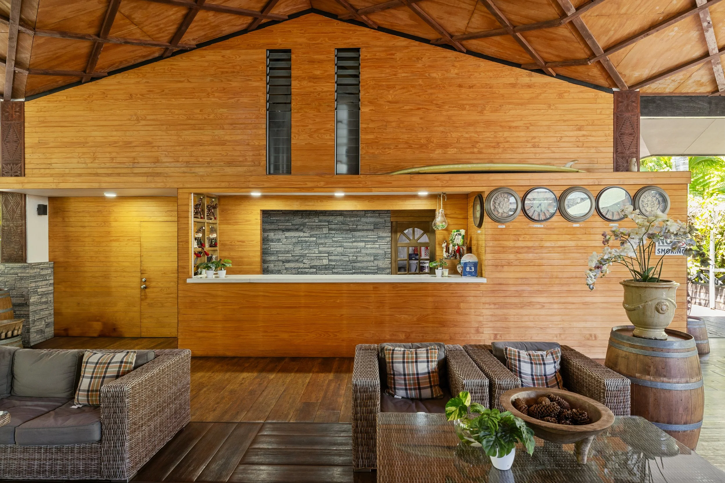 Orator Hotel front desk Samoa. 