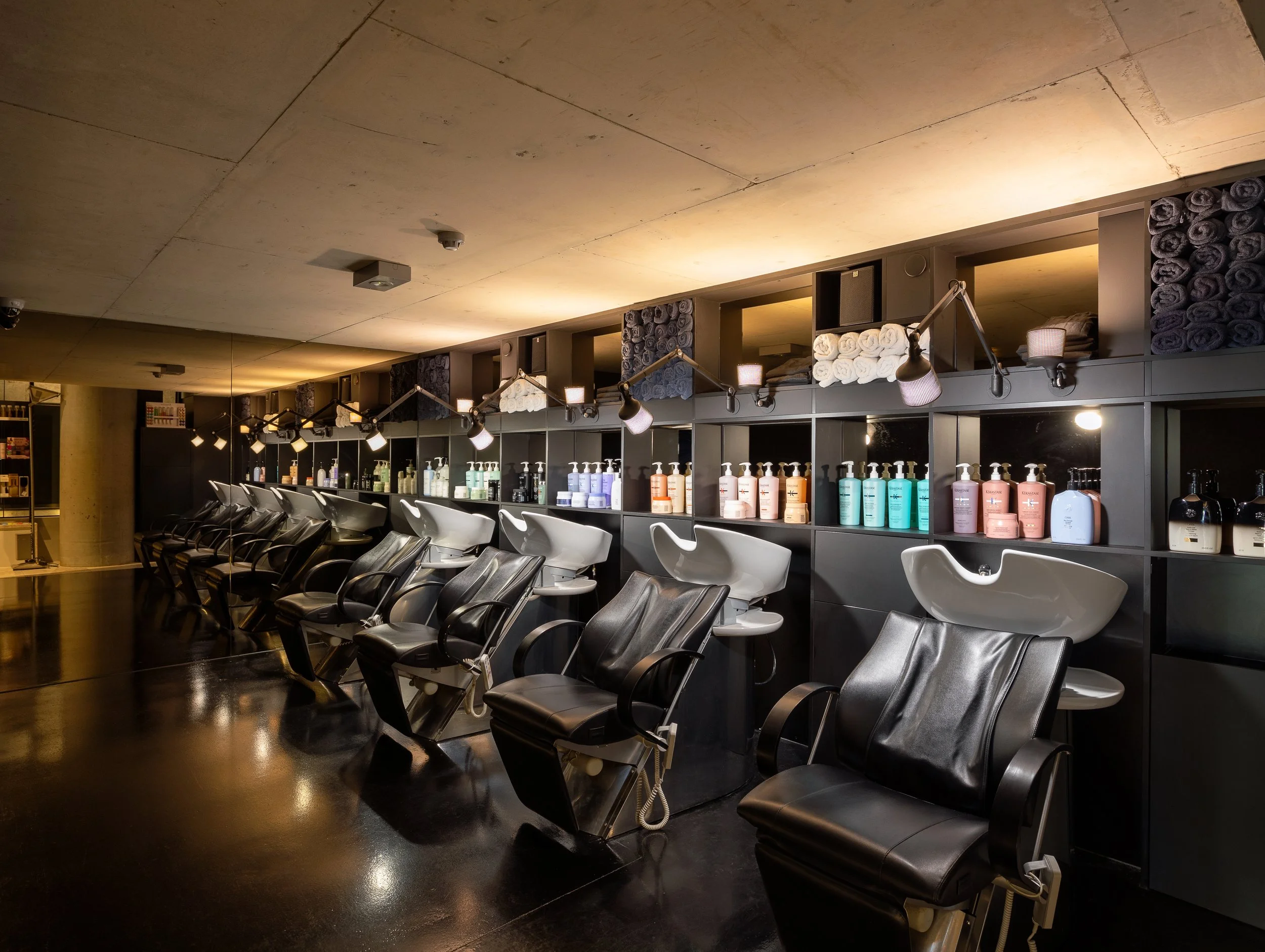 Luxury wash bays in a high end salon in Brisbane City.