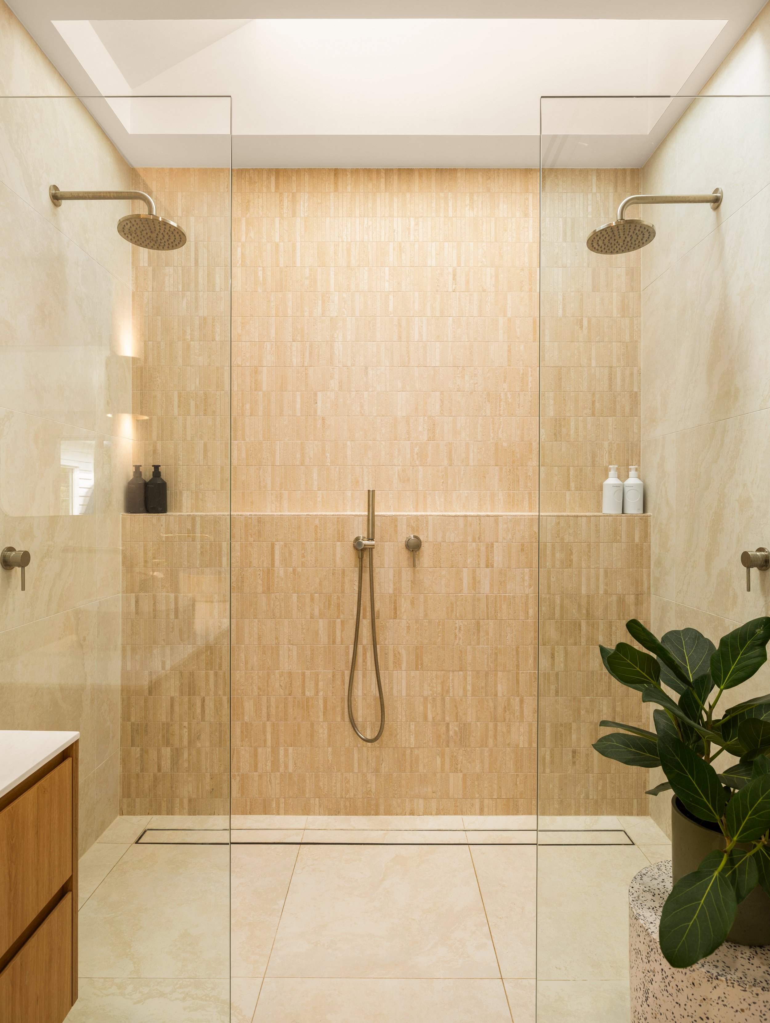 Luxury dual shower with modern fitting and fixtures in Brisbane City.