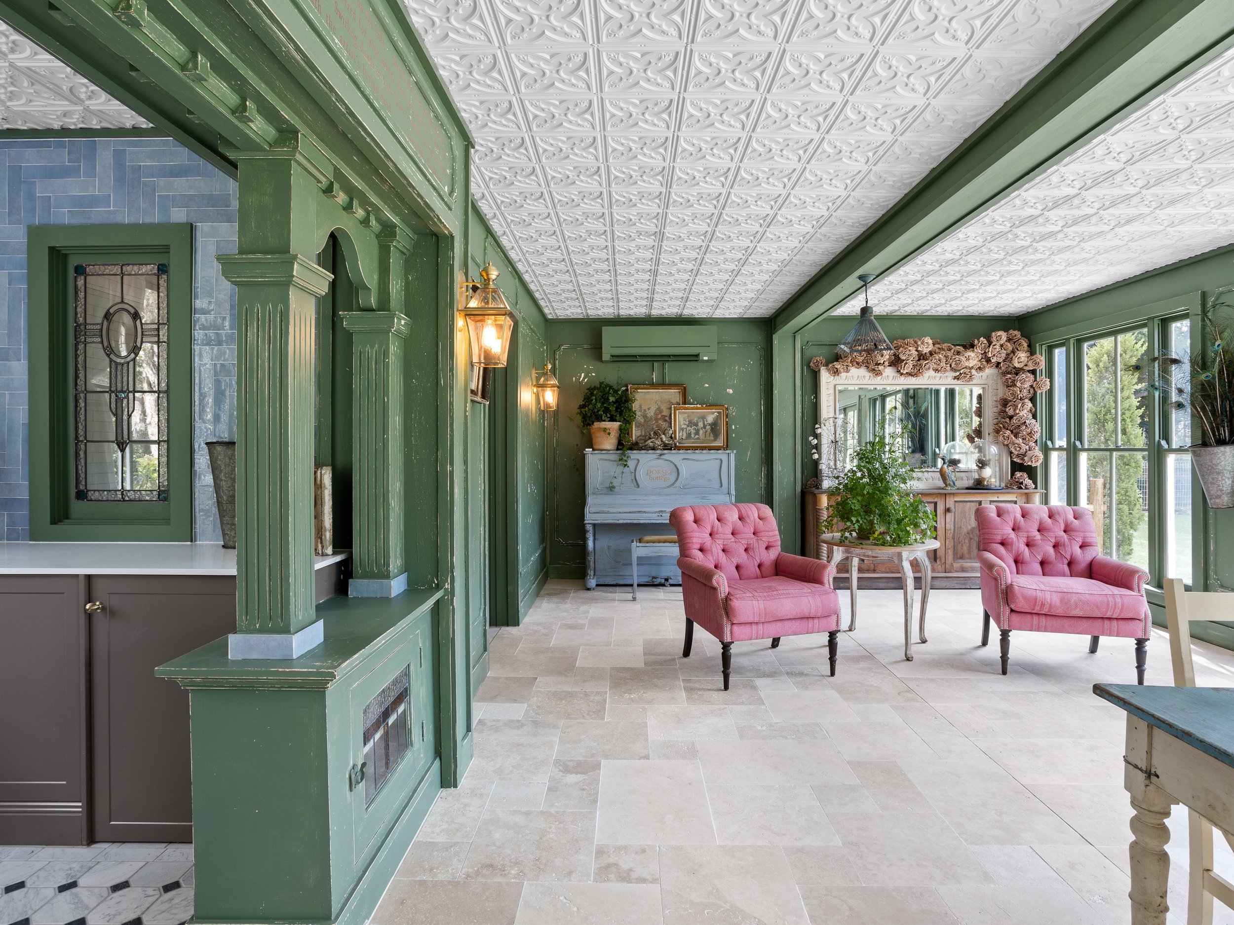 Newly renovated shipping container with european styled future and earthy toned colours in Brisbane City.