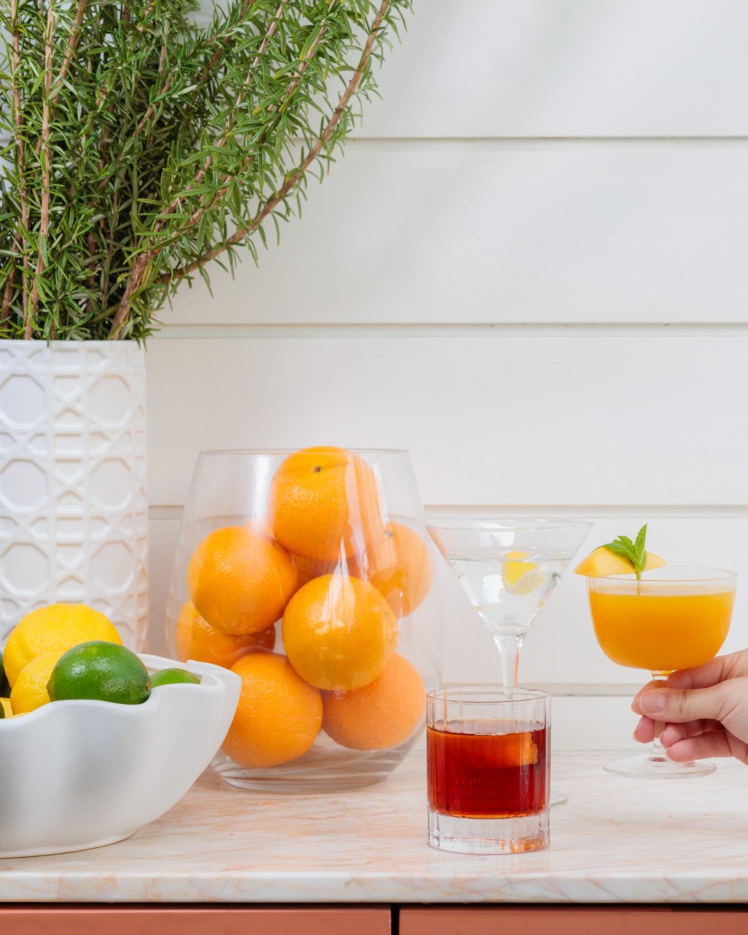 Cocktails styled at Hyatt Hotel Brisbane.