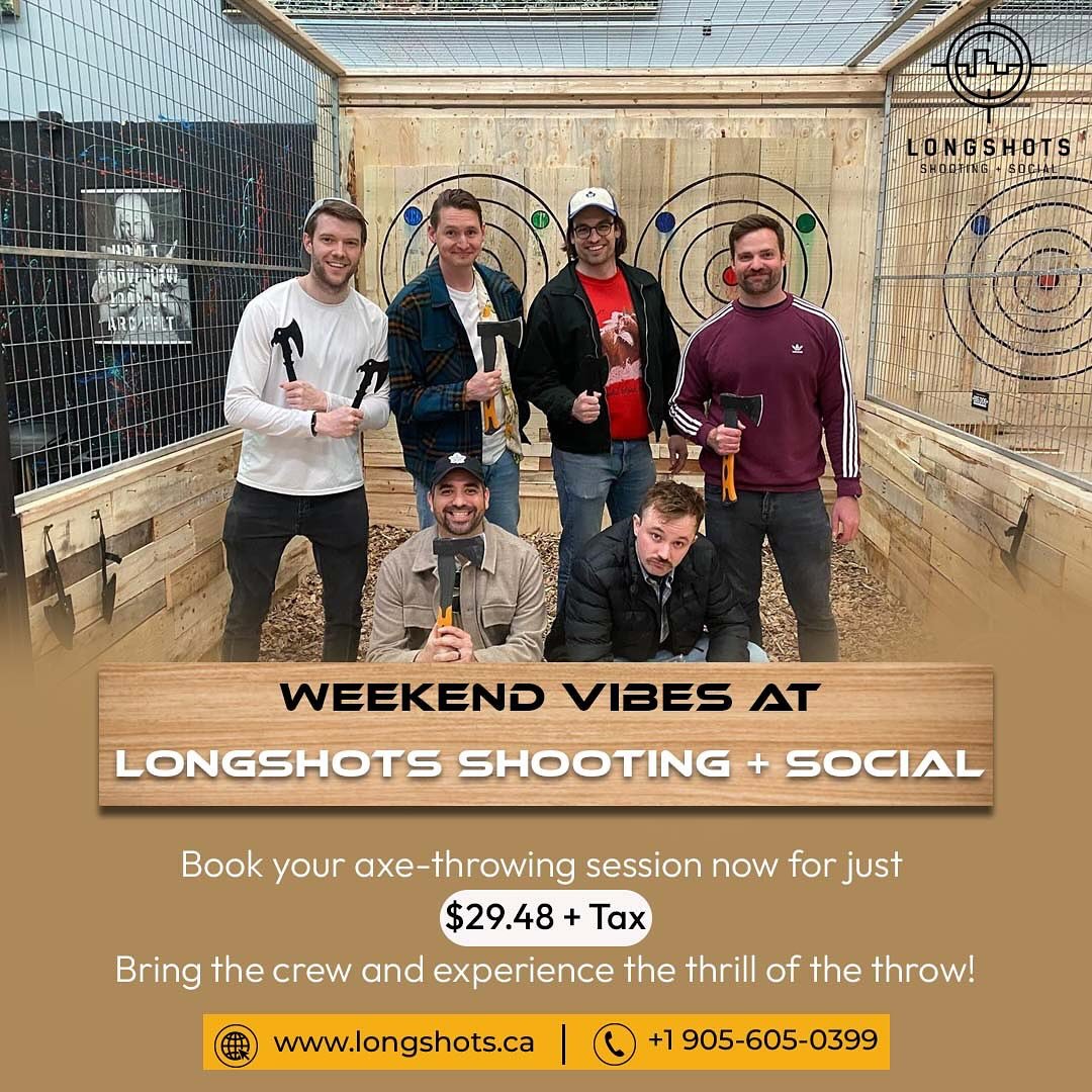 Spend your weekends at Longshots Shooting + Social for an unforgettable escape!

Enjoy exhilarating shooting ranges, delicious food, and vibrant company.

Whether you&rsquo;re honing your skills or relaxing with friends, our dynamic setting offers th