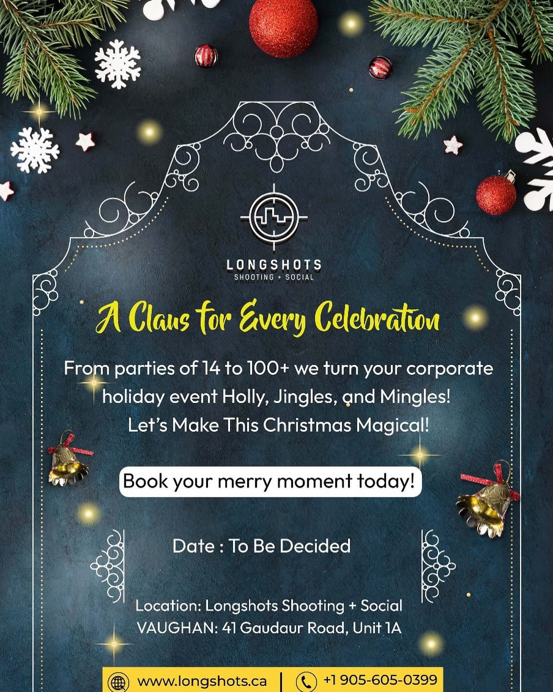 🎄✨ Elevate Your Corporate Christmas Party to a Magical

Experience with Longshots! ✨

Get ready to celebrate the holiday season with an event that your team will remember all year long!

From festive decor to holiday cheer, we bring the magic to gat