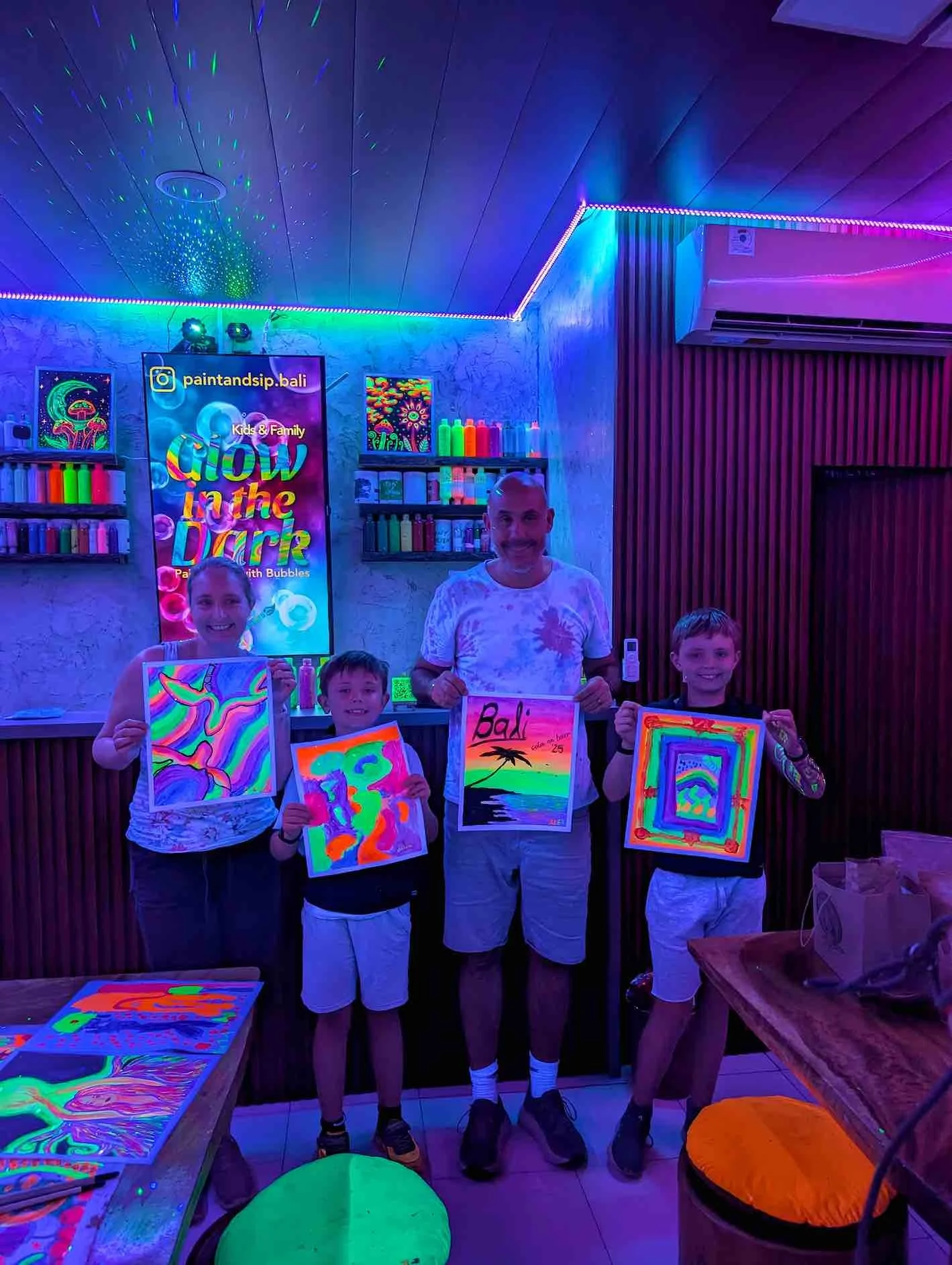 canvas of glow in the dark painting on a table