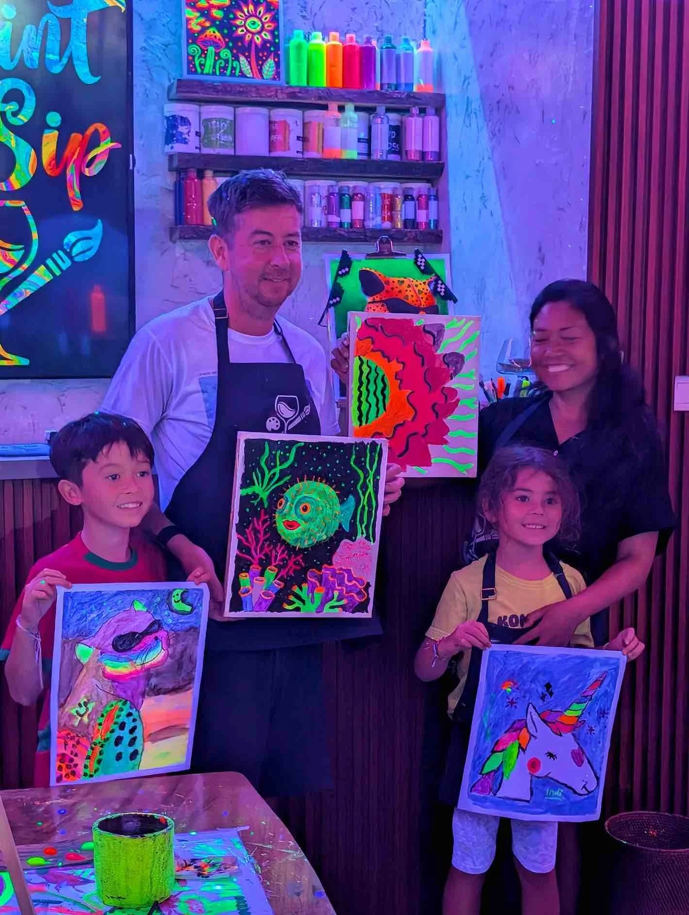 painting written on a glass window