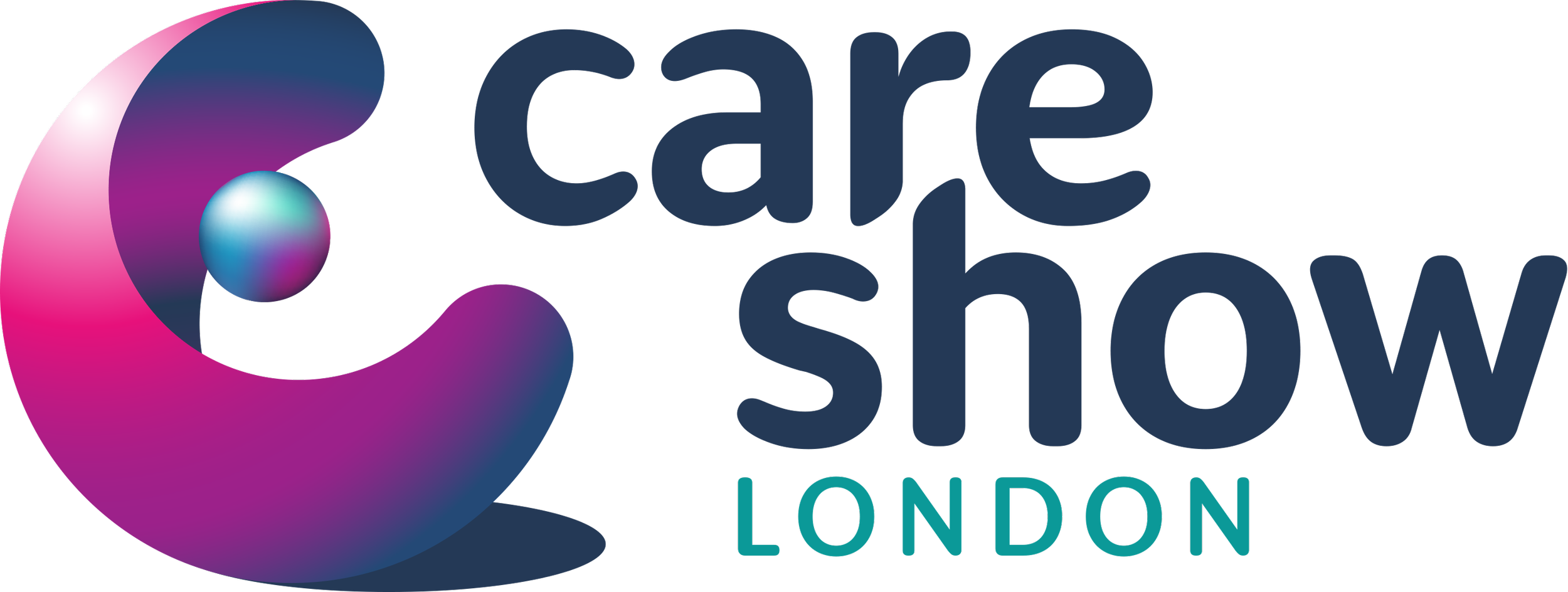 Colorful logo with a purple and blue stylized globe and the text "Care Show London" in dark blue and teal.
