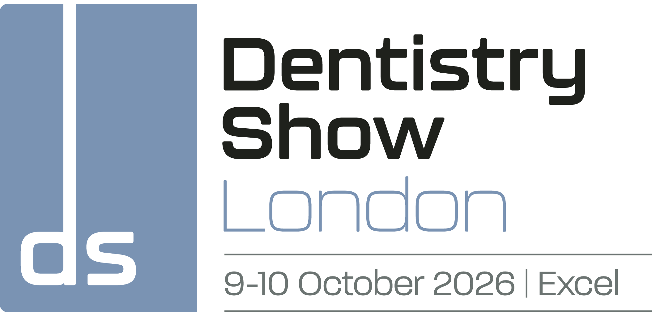 Logo for the Dentistry Show London event, scheduled for October 9-10, 2026, at Excel.