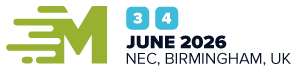 Event logo for the NEC Birmingham in the UK, June 2026, with a stylized green and blue design featuring the number 3 and 4.