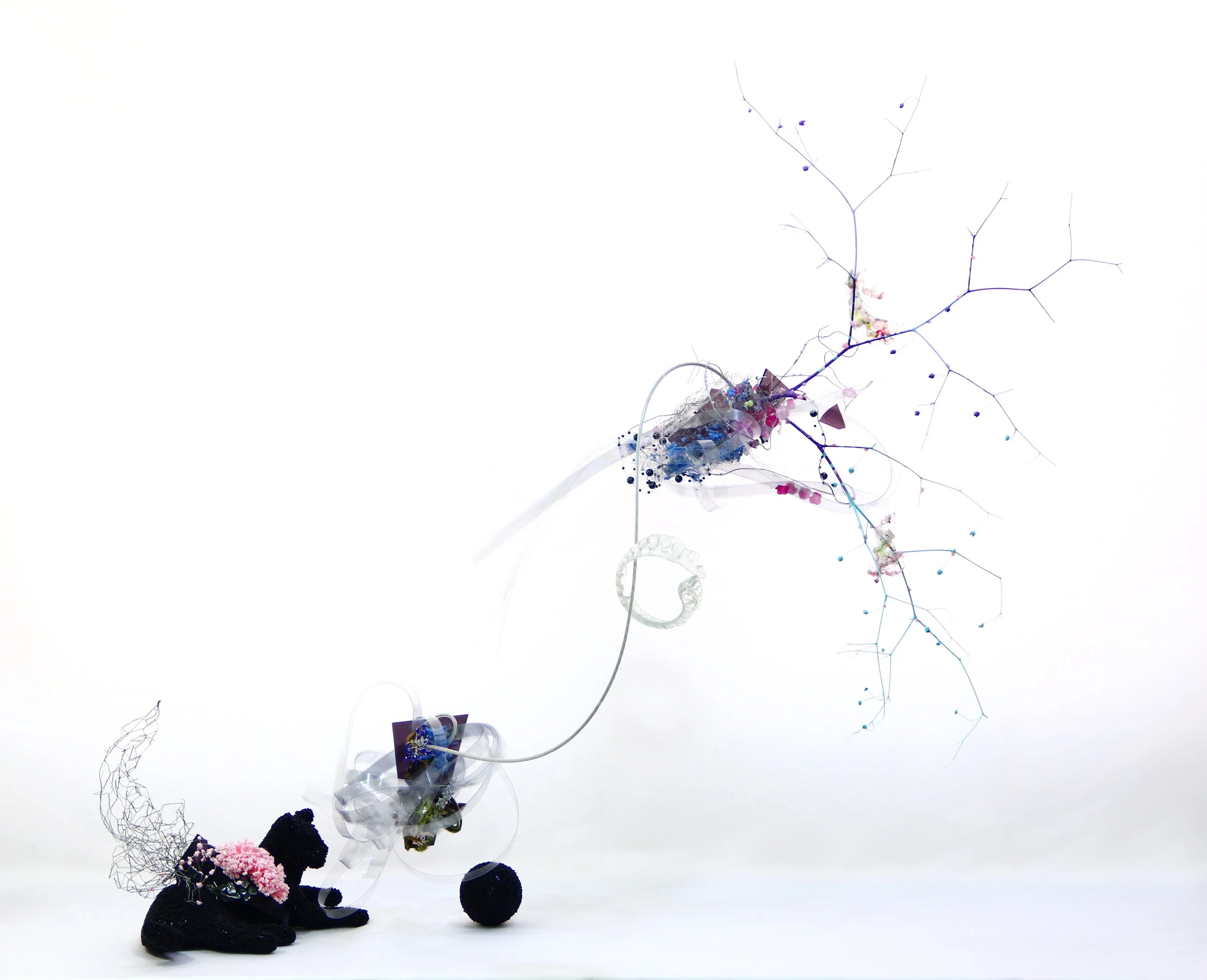 Cat and ball situation, 2019, mixed media, 39x13x43 inches.jpg