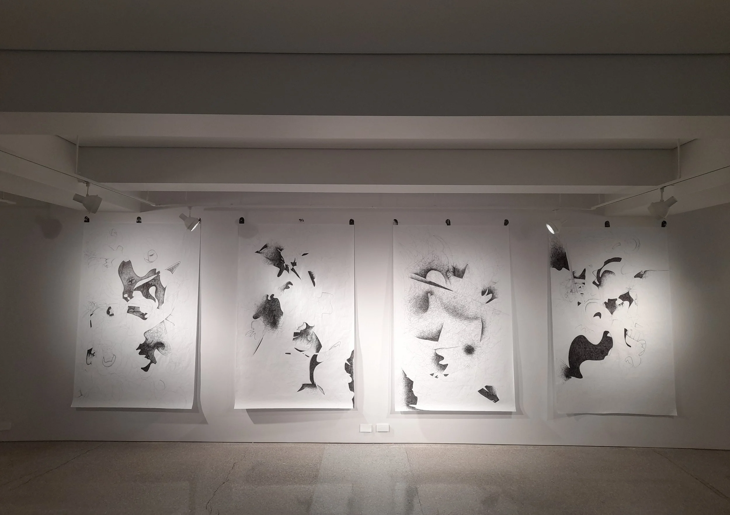 Autopsy of the remain, 2022, ballpooint pen on paper, (polyptych), 79x22 inches (each peice).jpg