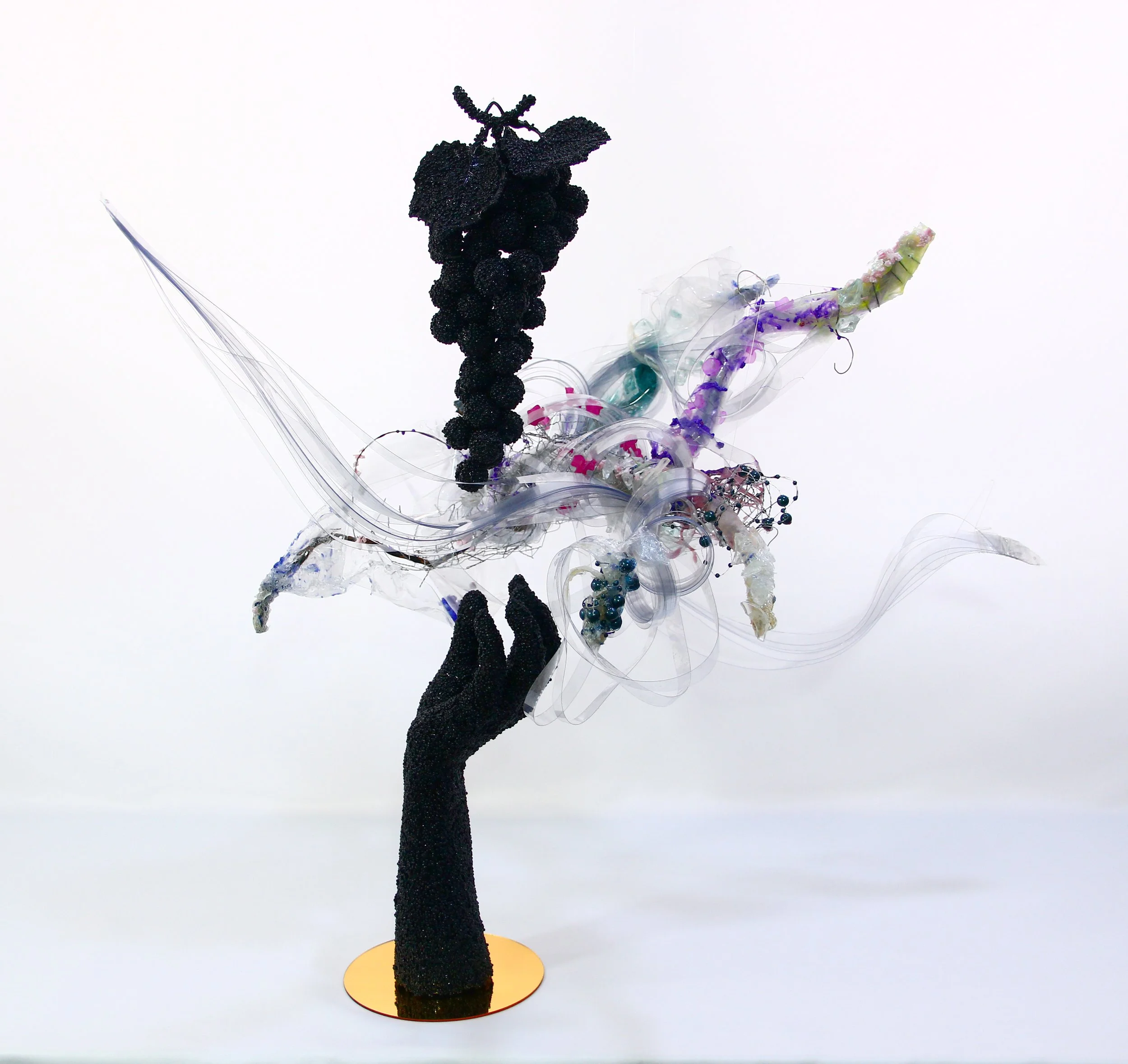 Hand and grapes situation, 2019, mixed media, 27x20x29 inches .jpg