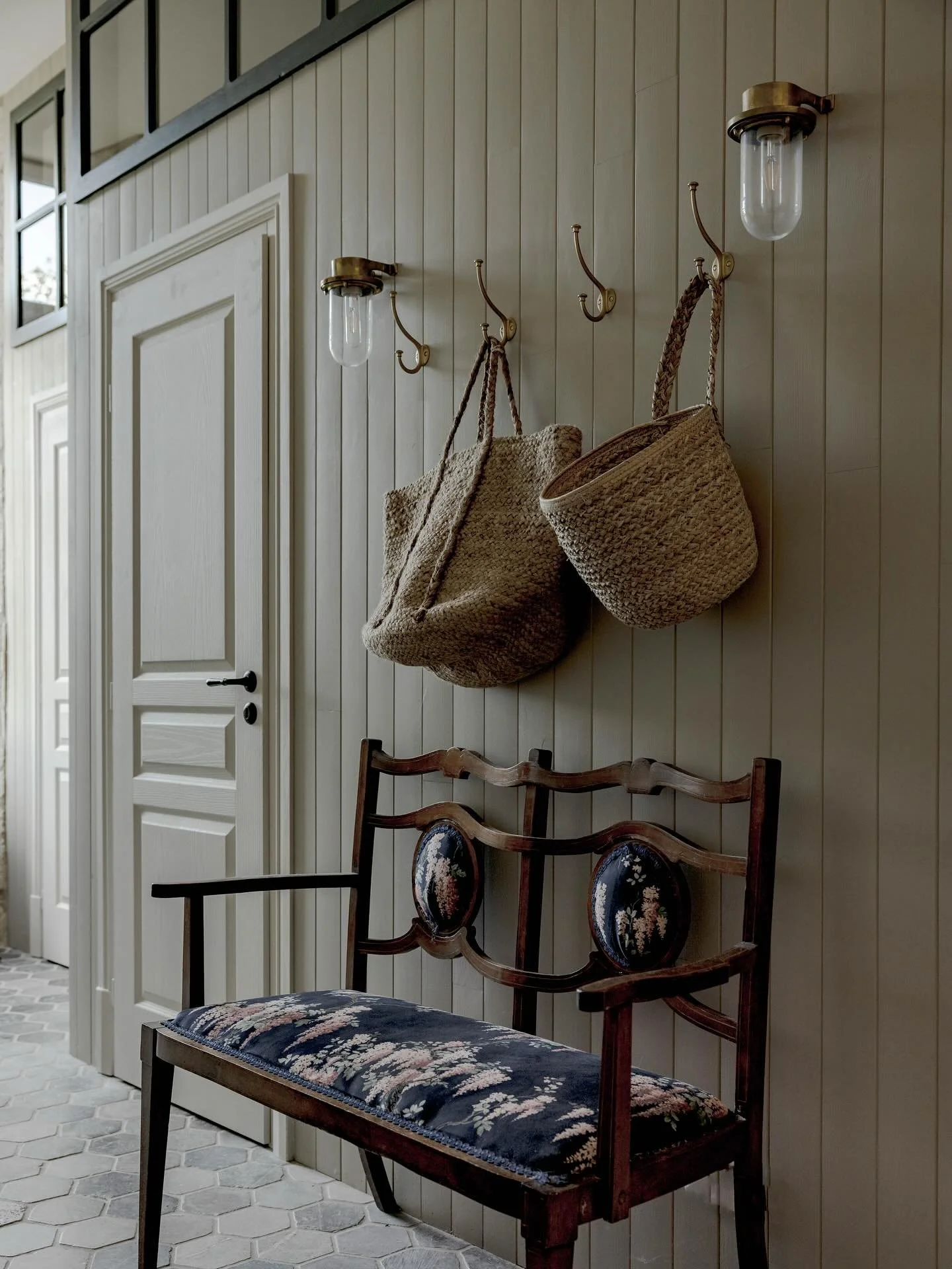 We&rsquo;re so happy with how the boot room turned out. I upholstered a bench I bought from Kempton antiques market and it goes really well. The window seat is a lovely place to sit and watch the deer emerge out of the forest for breakfast in the mea