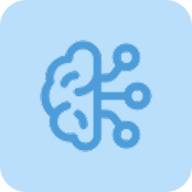 Icono de un cerebro con líneas de circuito, que representa la inteligencia artificial o el aprendizaje automático.