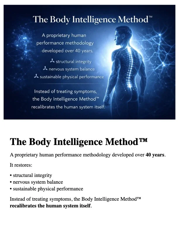 Body Intelligence Method structural recalibration framework for human performance