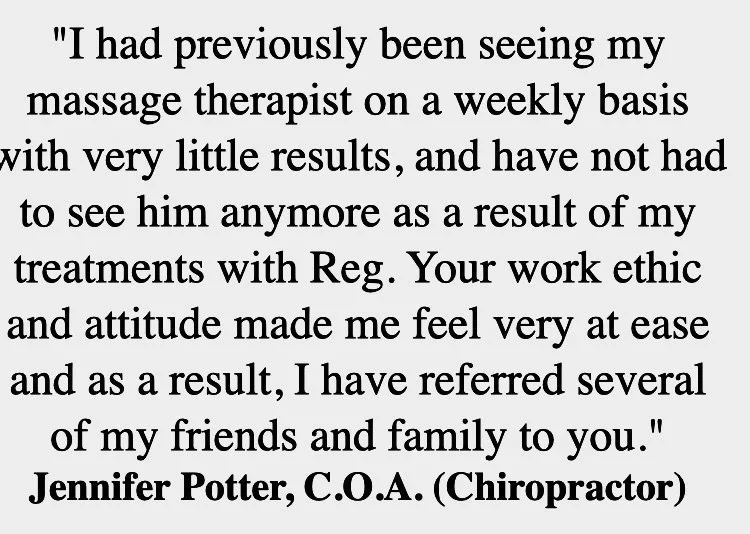 Quote praising a chiropractor by Jennifer Potter, C.O.A., about positive results and recommending friends and family.