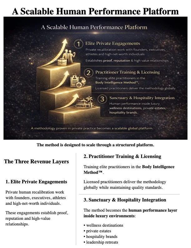 Scalable human performance platform business model and practitioner network
