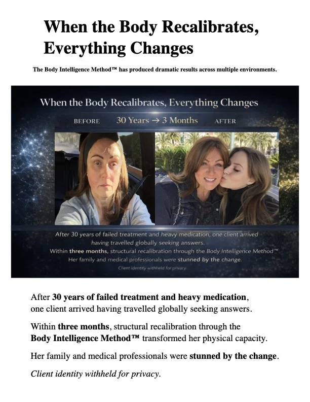 Case study showing transformation after structural recalibration using the Body Intelligence Method