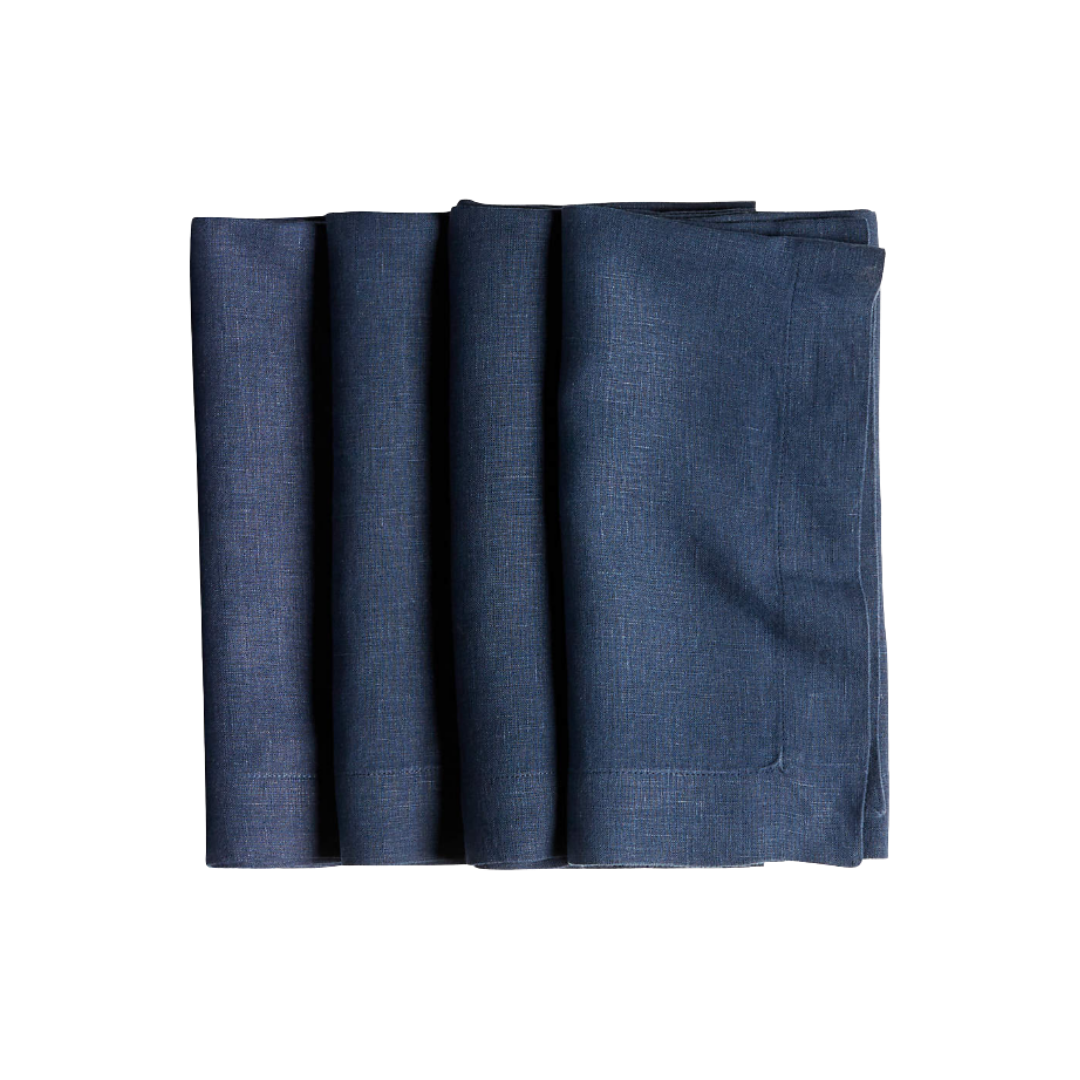 Indigo European Linen Napkins, Set of 4